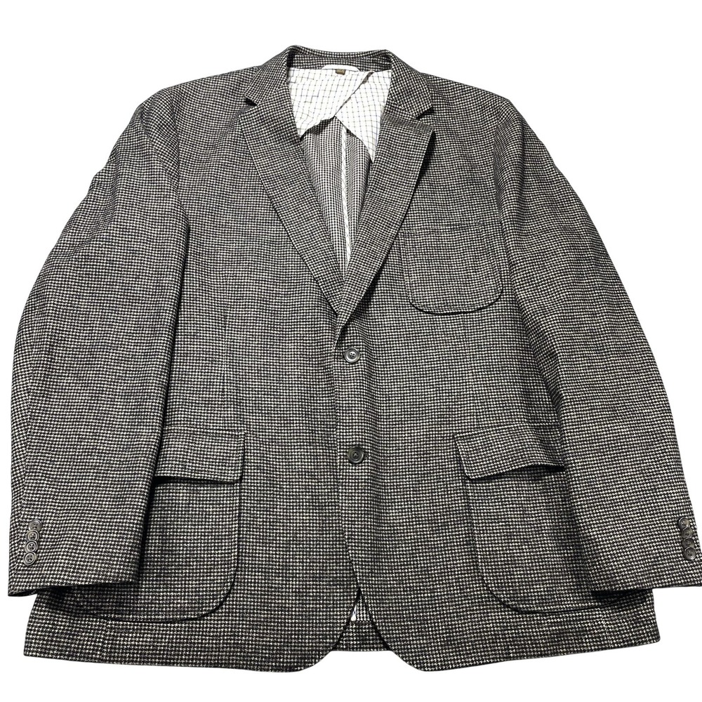 Kroon Sport Coat Mens 48L Brown Check Tweed Cotton Wool Linen Harrison Blazer